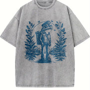 90s Tattoo Frog Mail Man Vintage Washed T-Shirt in Gray