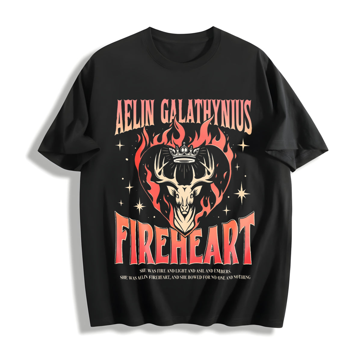 Throne of Glass Fan Cotton T-Shirt in Black