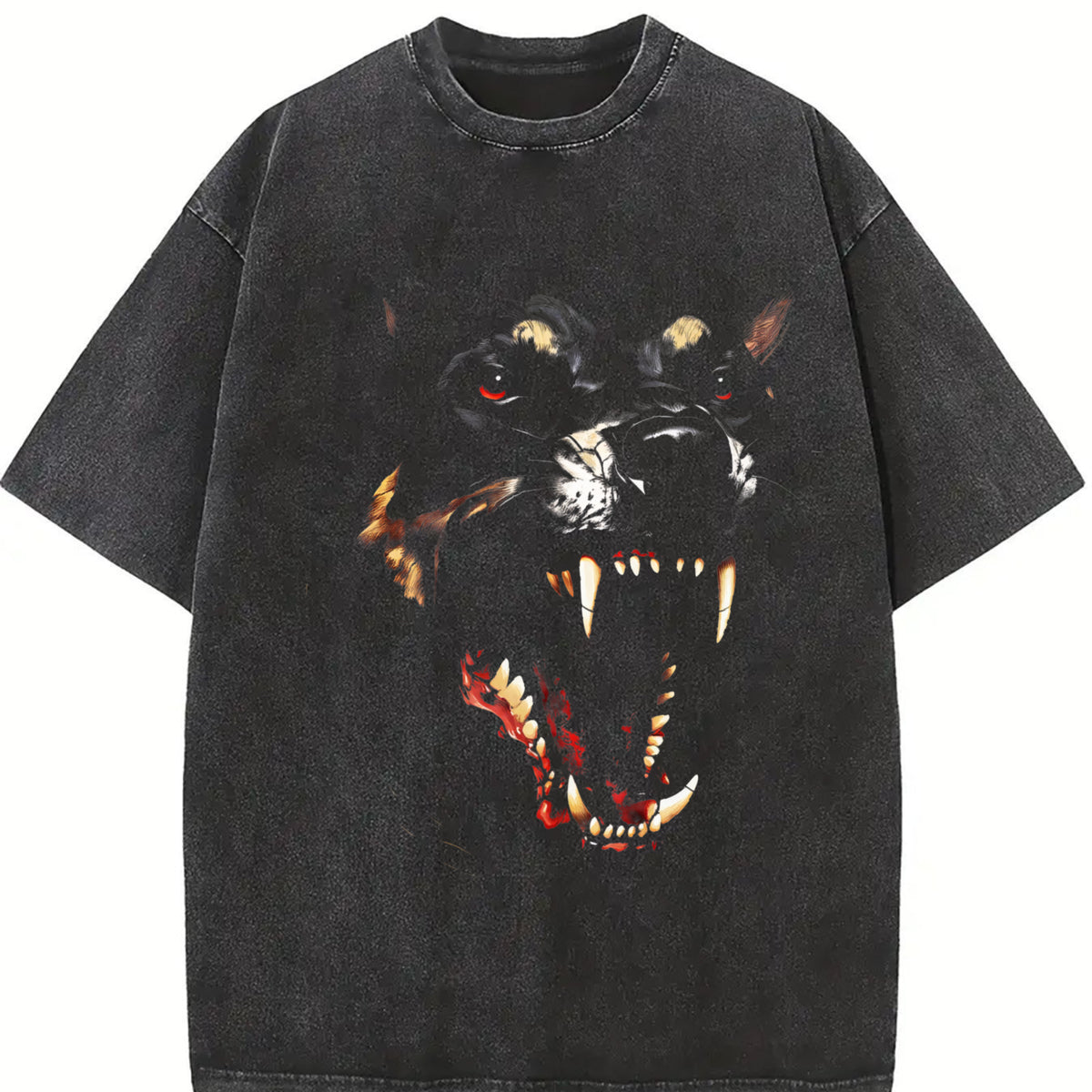 Wolf Head Vintage Washed T-Shirt in Black