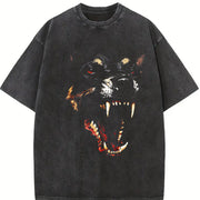 Wolf Head Vintage Washed T-Shirt in Black
