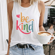 Be Kind Women's Color Cotton Tank Top in White