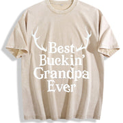 Best Buckin Grandpa Ever Fathers Hunting for Grandfather Vintage Washed T-Shirt in Beige