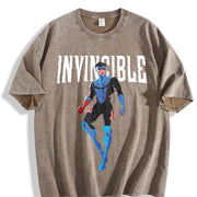 Black Invincible Mark Grayson Vintage Washed T-Shirt in Brown