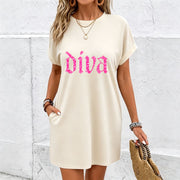 Bling Glitter Short-sleeved Dress Cotton T-Shirt in White