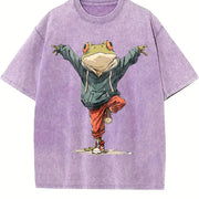 Ladies' Frog Spread Wings Vintage Washed T-Shirt in Purple