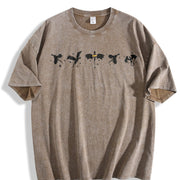 Fantasy Dragon Silhouettes vintage washed oversized T-shirt in Brown