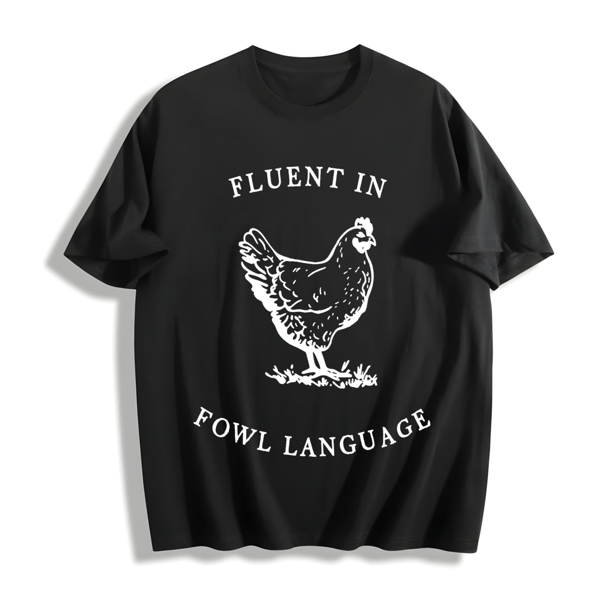 Chicken Short-sleeve Cotton T-Shirt in Black