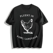 Chicken Short-sleeve Cotton T-Shirt in Black