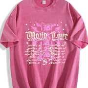 Easelby World Tour Black Grunge Vintage Washed T-Shirt in Red