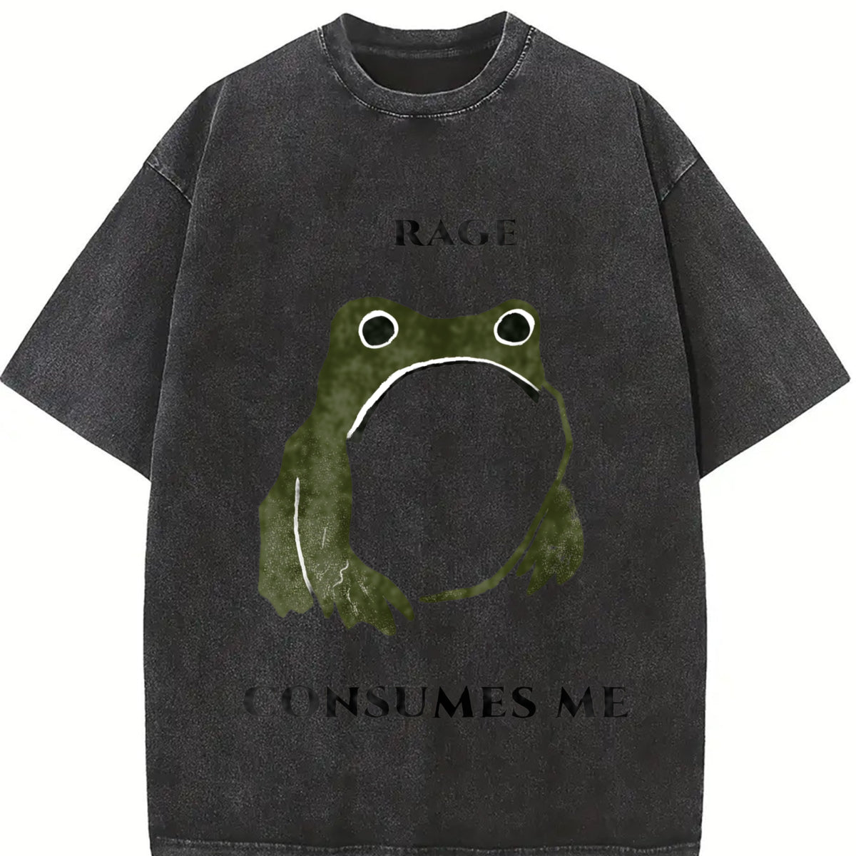 Rage Consumes Me Frog Vintage Washed T-Shirt in Black