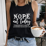 Nope Not Today Women's Color Cotton Tank Top in Black