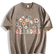 Wildflower Grandma For Grandma Mother's Day For Grandma vintage washed oversized T-shirt in Brown