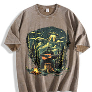 Retro Gorilla Making Music Vintage Washed T-Shirt in Brown