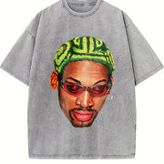 Dennis Zig Zag Green Hair Hollywood 90's vintage washed oversized T-shirt in Gray