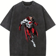 Black Invincible Retro Superhero Vintage Washed T-Shirt in Black