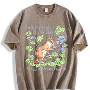 Pure with Squirrel and Berry Vintage Washed T-Shirt in Brown