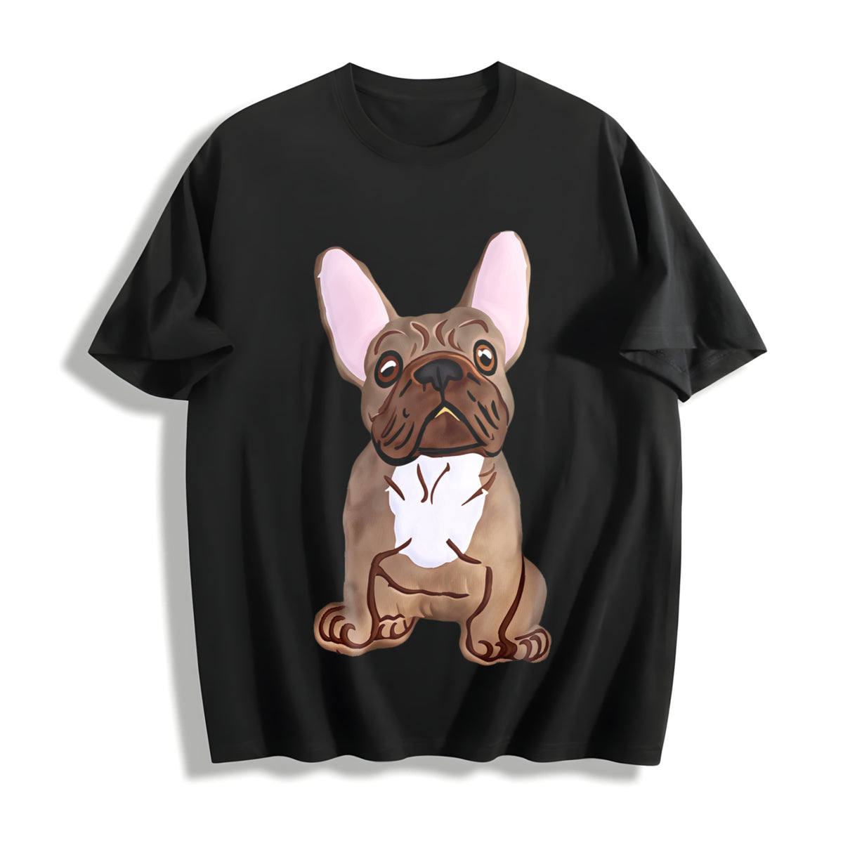 French Bulldog for Seasons Cotton T-Shirt in Black