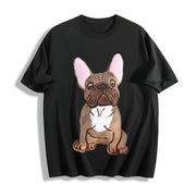 French Bulldog for Seasons Cotton T-Shirt in Black