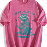 Retro Raccoon 90s Raccoon Hang On Vintage Washed T-Shirt in Red