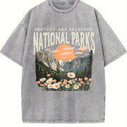 National Parks Nature Lover Parks Over Profit vintage washed oversized T-shirt in Gray