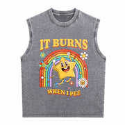 It Burns When I Pee Vintage Washed Tank Top in Gray