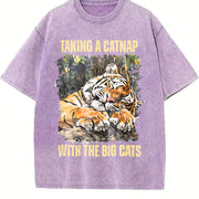 Tiger Lover Tiger at the Zoo Vintage Washed T-Shirt in Purple