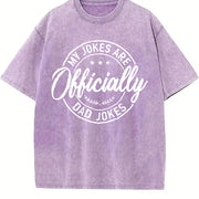 My Jokes Are Officially Dad Jokes Badge Vintage Washed T-Shirt in Purple