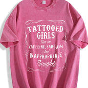 Tattooed Girls Chic Minimalist Vintage Washed T-Shirt in Red