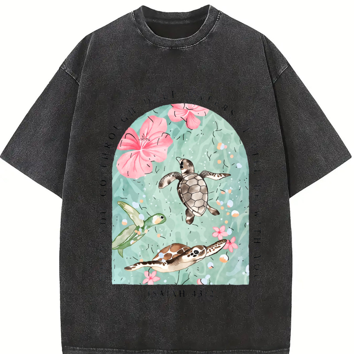 I Will Be with You Vintage Washed T-Shirt in Black