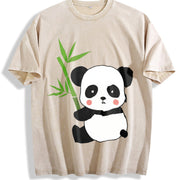 Panda Bear Panda Lover Vintage Washed T-Shirt in Beige
