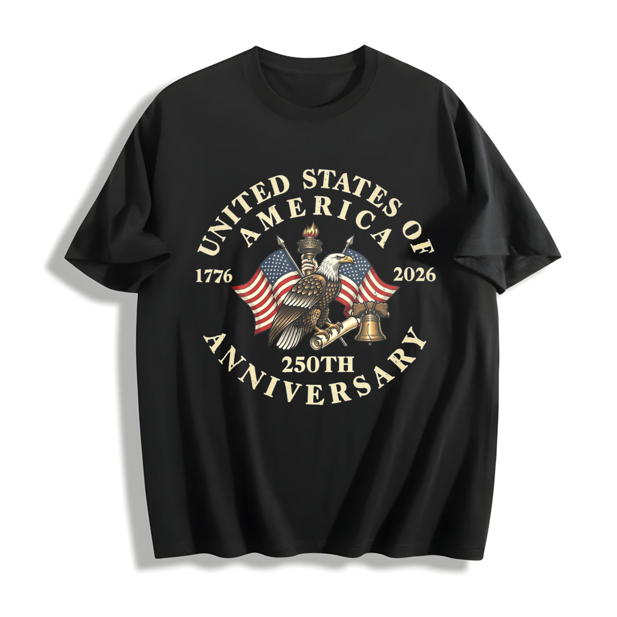 USA 250th Anniversary Cotton T-Shirt in Black