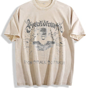 Blindfolded Beige Grunge Vintage Washed T-Shirt in Beige