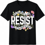 Floral Resist Wildflower Protest Cotton T-Shirt in Black