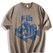 Fih Fish Meme 90s Gag Vintage Washed T-Shirt in Brown