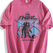Y2k the Thing Sci-fi Movie Vintage Washed T-Shirt in Red