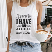 I HAVE AN Attitude Letters Vest Women's Color Cotton Tank Top in White