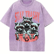 Stay Trashy Retro Vintage Washed T-Shirt in Purple