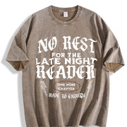 No Rest for the Late Night Reader Vintage Washed T-Shirt in Brown