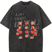 Tomato 90s Retro ® Y2k Tomato Cute Vintage Washed T-Shirt in Black