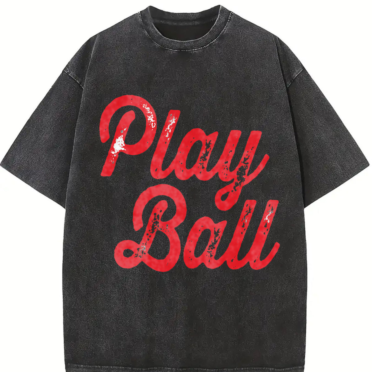 Play Ball Game Day Vintage Washed T-Shirt in Black