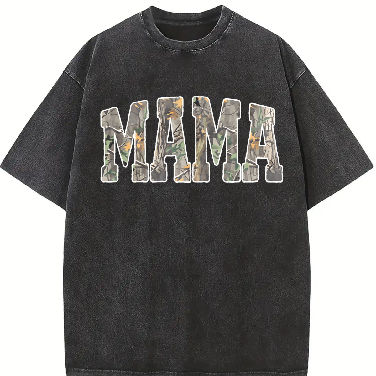 Hunting Mama Camo Western Vintage Washed T-Shirt in Black