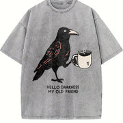 Hello Darkness My Old Friend Vintage Washed T-Shirt in Gray