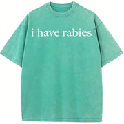 I Have Rabies Humor Sarcasm vintage washed oversized T-shirt in Blue