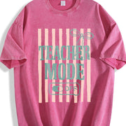Teacher Mode Off Coquette Bow Retro Break Pastel Vintage Washed T-Shirt in Red