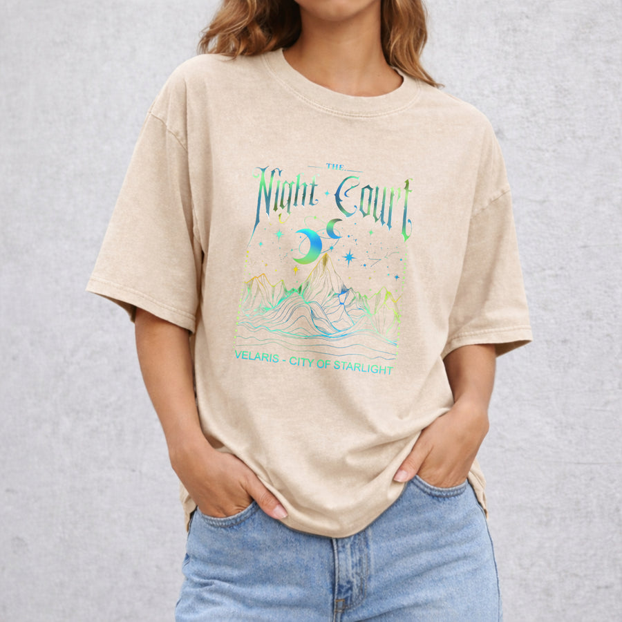 Velaris The Night Court Acotar vintage washed oversized T-shirt in Beige