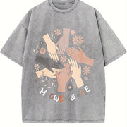 Empower and Rise Vintage Washed T-Shirt in Gray