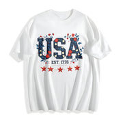 Patriotic USA 1776 Cotton T-Shirt in White