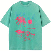 Salty Soul Palm Tree Beach vintage washed oversized T-shirt in Blue