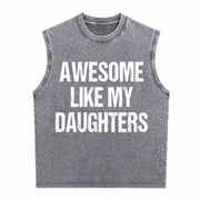 All-day Easy-care Timeless Awesome Like My Daughters Vintage Washed Tank Top in Gray
