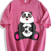Panda Soccer Vintage Washed T-Shirt in Red